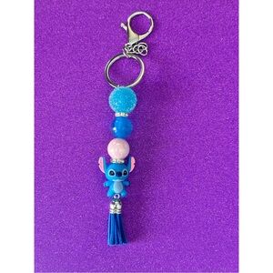 Blue and Pink Stitch Keychain - Disney character - Handmade